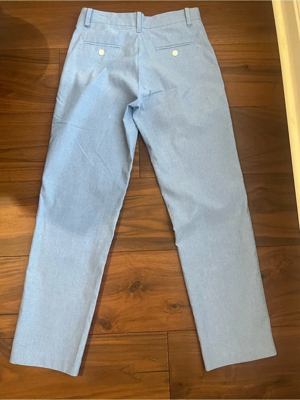 Izod Pink and Blue Plaid Stretch Button-Up Shirt with Blue Slacks